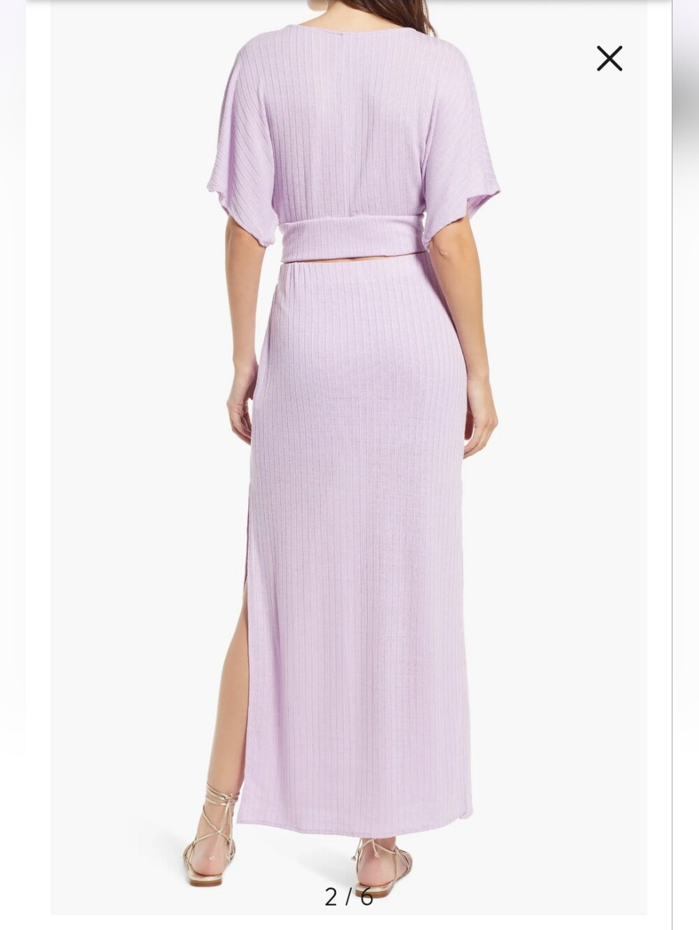 Free People Lavender Purple Kelsey Rib Crop Top & Skirt Set Size S - Picture 3 of 12